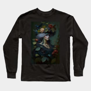Flower Witch Moody Dark Painting Long Sleeve T-Shirt